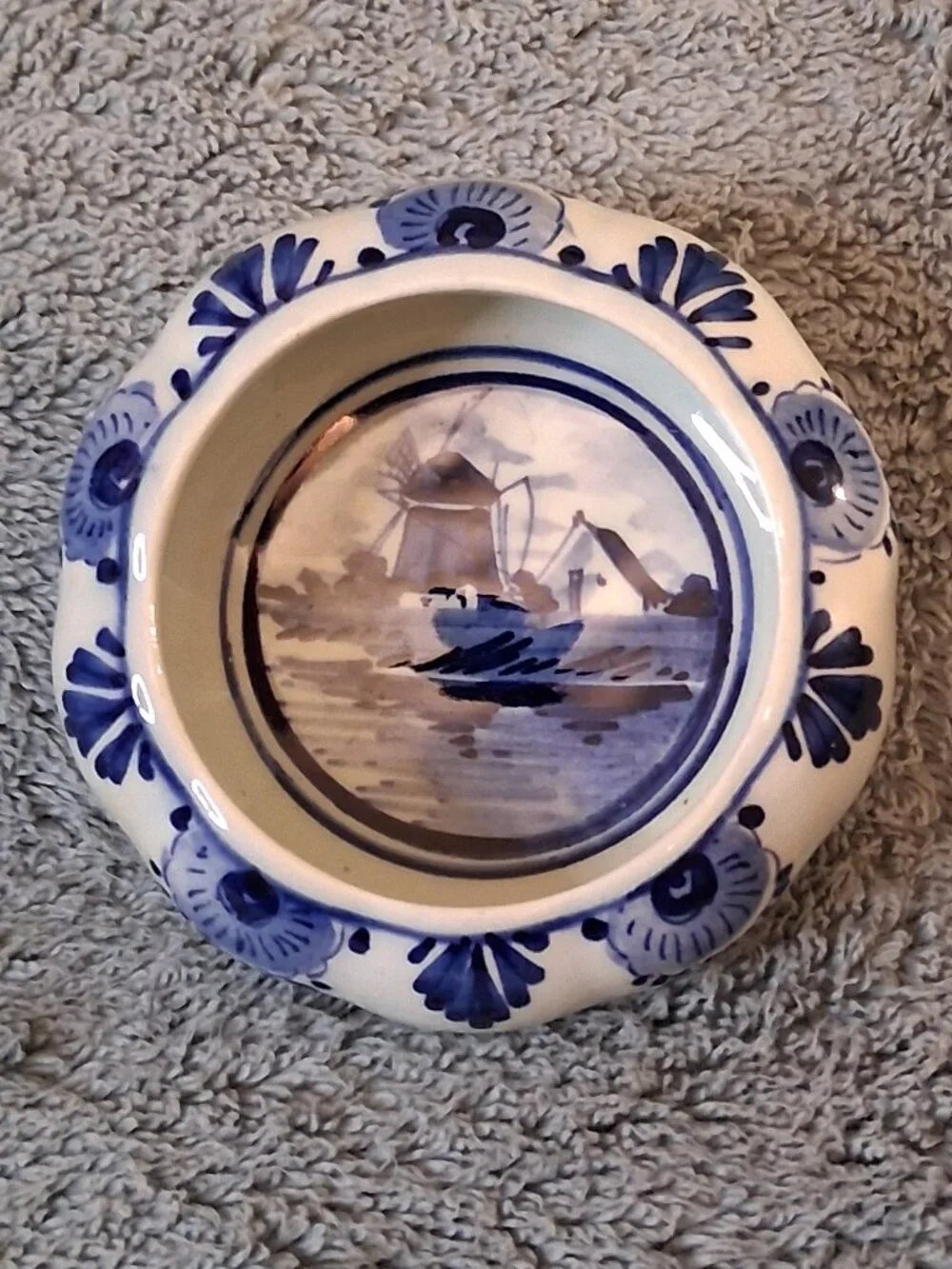 ✨ VTG Delft Blauw Hand Painted Ceramic Drip Bowl & Windmill Tea Strainer Set ✨